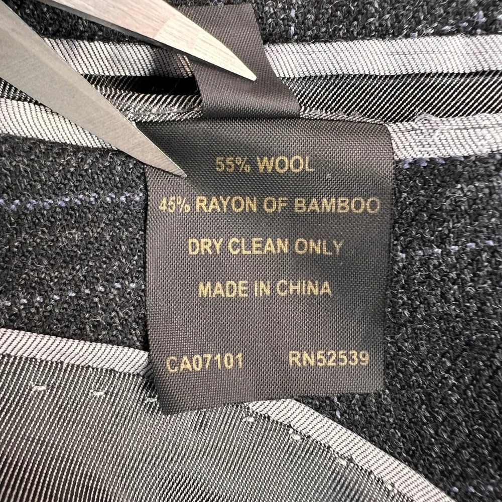 Daniel Hechter Slim Fit Windowpane Suit Jacket Men 42L Charcoal Wool Bamboo Prep